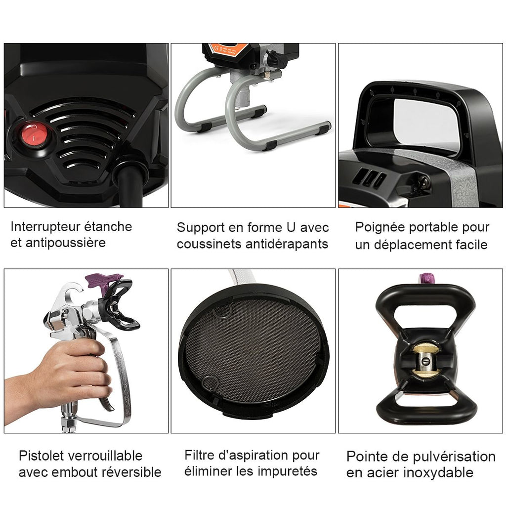 Systeme de Pulverisation de Peinture à Haute Pression 3000PSI Fonctionnement en Courant fort 1,5 L/min -