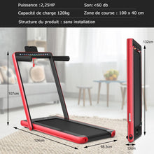 Load image into Gallery viewer, Tapis de Course Pliable 0,75HP Double Affichage LED APP et Télécommande Vitesse Motorisé 12 km/h Surface 40x100cm Rouge -