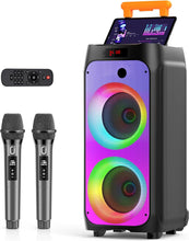 Load image into Gallery viewer, JYX Machine Karaoké pour Adultes, Enceinte Karaoké Bluetooth Portable avec 2 Microphones sans Fil, Party Box Idéale pour Les réunions de Famille/Le Camping en Plein Air