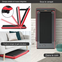 Load image into Gallery viewer, Tapis de Course Pliable 0,75HP Double Affichage LED APP et Tlcommande Vitesse Motoris 12 km/h Surface 40x100cm Rouge -