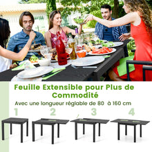 Load image into Gallery viewer, Table de Jardin Extensible en Aluminium Ajustable de 80 à 160 CM Table à Manger Rectangulaire pour 4-6 Personnes Gris/Naturel -