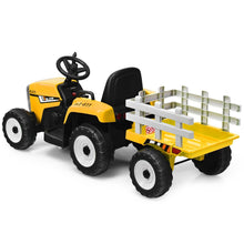 Load image into Gallery viewer, Tracteur Electrique avec Remorque pour Enfants 3 Vitesses Lumires LED Fonctions o USB et Bluetooth Jaune/Rose/Rouge/Vert/Vert Fonc/Noir -