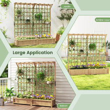 Load image into Gallery viewer, Jardinière avec 2 Treillis 2 Bacs Toit Suspendu en Bois Lit de Jardin Surélevé avec 4 Trous de Drainage 180 x 48 x 183 cm Orange -