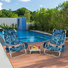 Load image into Gallery viewer, Lot de 2 Chaises de Camping Plage Pliante Table Enroulable en Aluminium Appui-tête Dossier Réglable à 5 Positions 6 Couleurs au Choix -