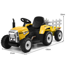 Load image into Gallery viewer, Tracteur Electrique avec Remorque pour Enfants 3 Vitesses Lumires LED Fonctions o USB et Bluetooth Jaune/Rose/Rouge/Vert/Vert Fonc/Noir -