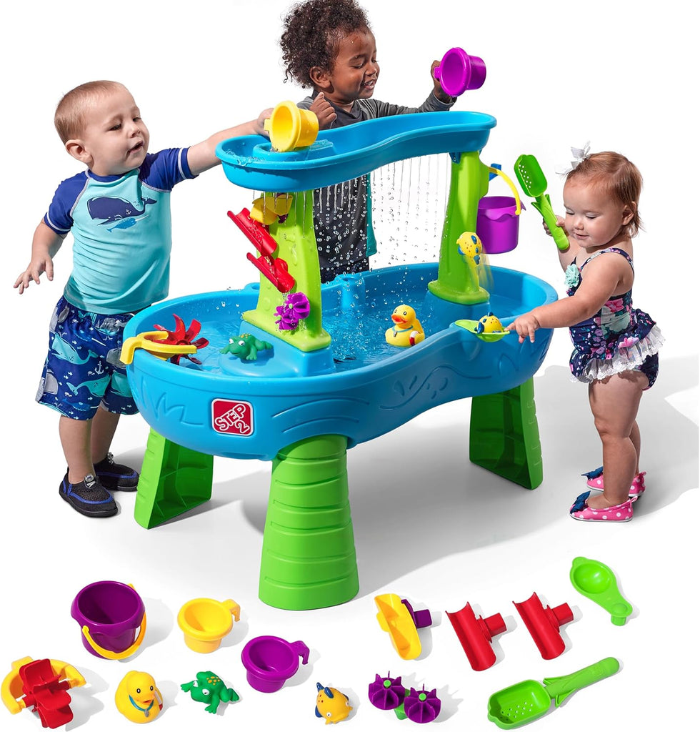 Rain Shower Splash Table d'eau avec 13 Accessoires - Bleu & Vert | Table Jeux d'eau | Table d檃ctivit pour Le Jardin,Table Activit Eau | Table d'eau Extrieur