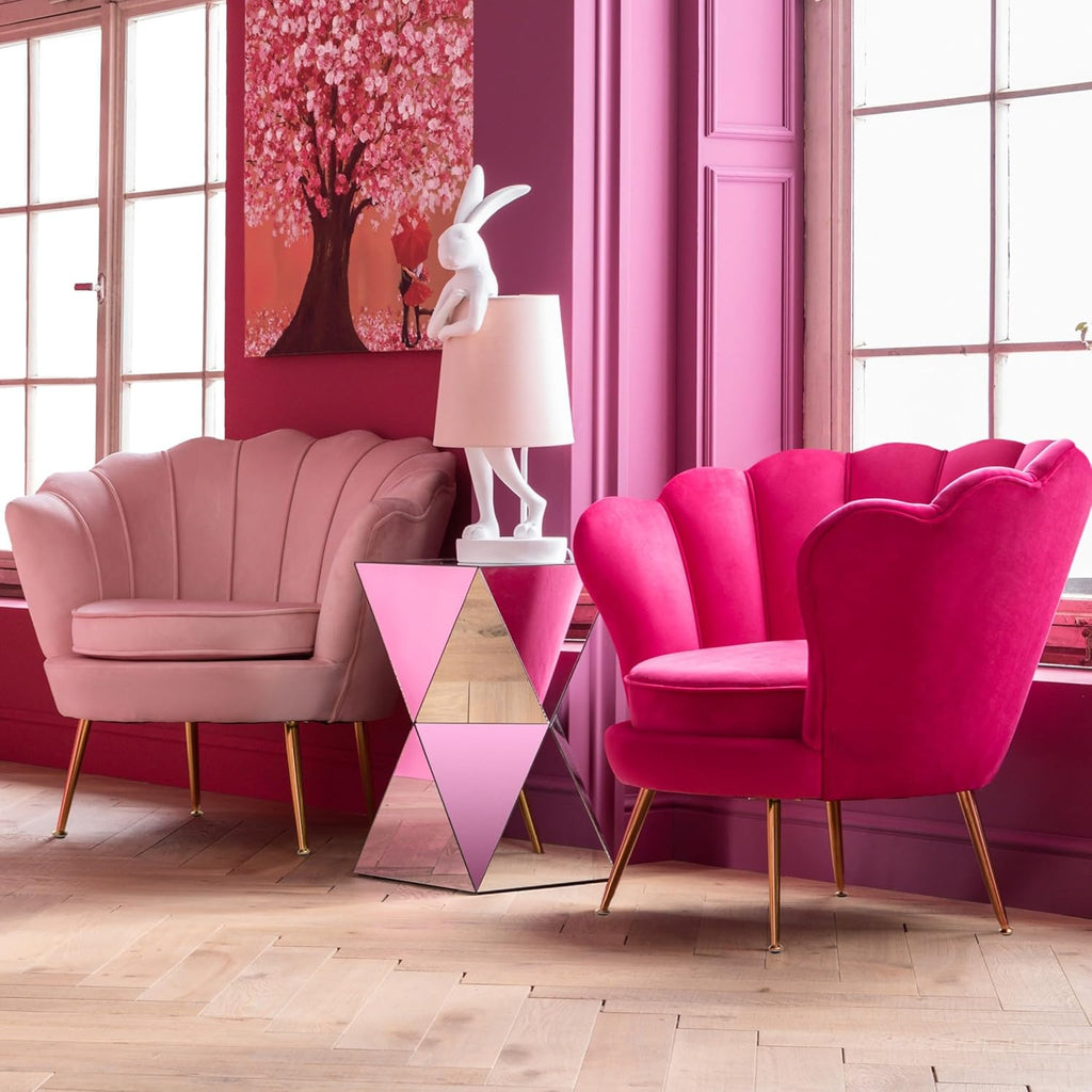 Kare Design Table d'Appoint Luxury Triangle, Miroir, Bois MDF Laqué, Table de Chevet, Table de Nuit, Table de Salon, Meuble, Deco Intérieur, Décoration Chambre, Maison, 54x32x32cm (H/L/P)