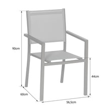 Load image into Gallery viewer, Lot de 8 chaises en aluminium anthracite - textilène gris -