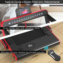 Load image into Gallery viewer, Tapis de Course Pliable 0,75HP Double Affichage LED APP et Tlcommande Vitesse Motoris 12 km/h Surface 40x100cm Rouge -