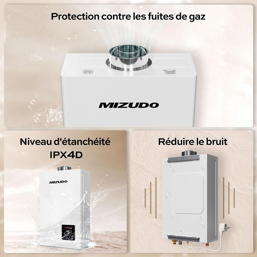 MIZUDO 11L Chauffe-Eau à Gaz Instantané Propane Indoor, avec indicateur LED pour Usage Domestique