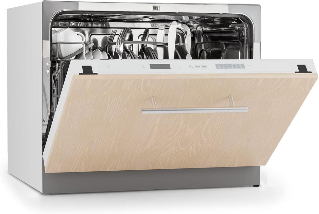 Mini Lave Vaisselle de Table de 8 Couvert,Silencieux,6 Programmes de Lavage,Portable,Facile à Installer pour la Maison et Bureau -