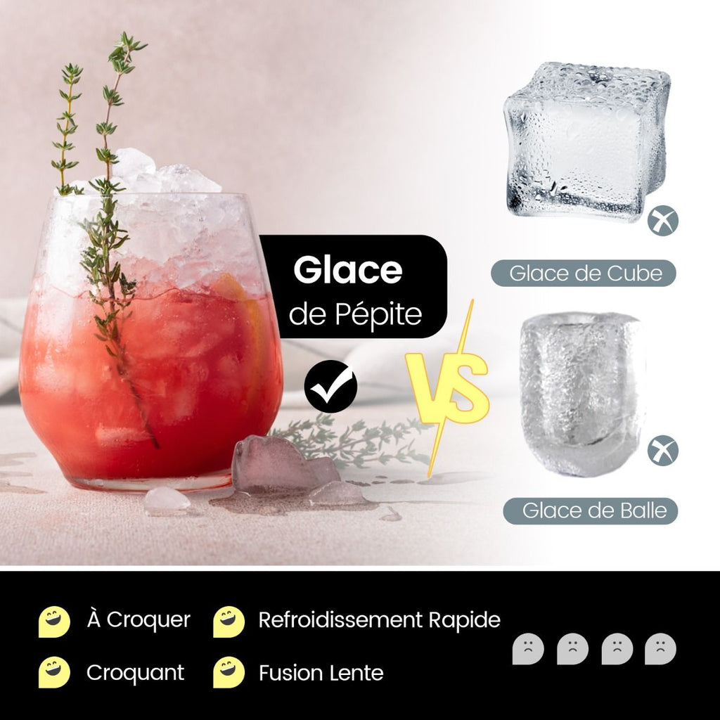 Machine  Glaons 27kg/24h Machine  Ppites  Affichage LED de Comptoir avec Capteur Infrarouge et Autonettoyant Stockage de glace : 4 kg -