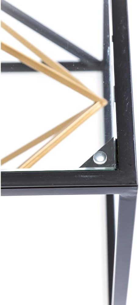 Kare Design Table d'Appoint Prisma, Or/Noir, Verre, Acier, Moderne, Table de Salon, Meuble, Deco Intérieur, Decoration Chambre, Maison, 45x45x45cm