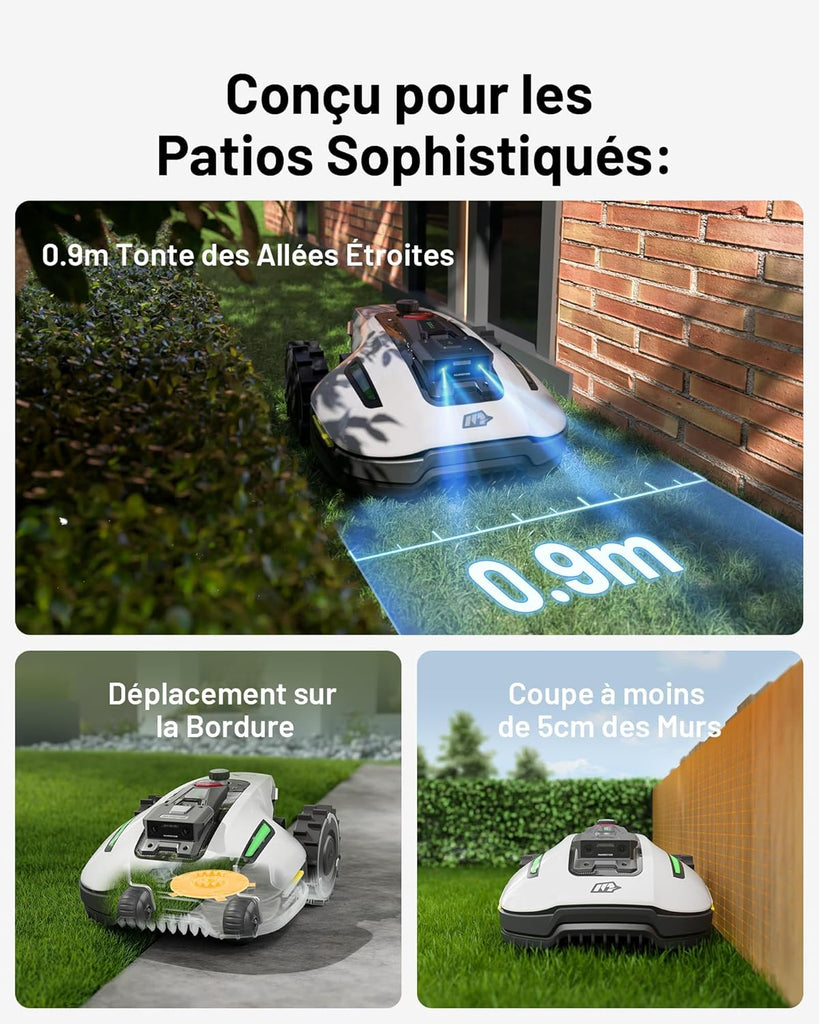 MAMMOTION YUKA Mini 500 Robot Tondeuse sans Fil Périphérique, NetRTK+Vision, Aucune Antenne RTK Requise, Recommandé 500 m², Pente à 50%, Cartographie Automatique, avec Module 4G