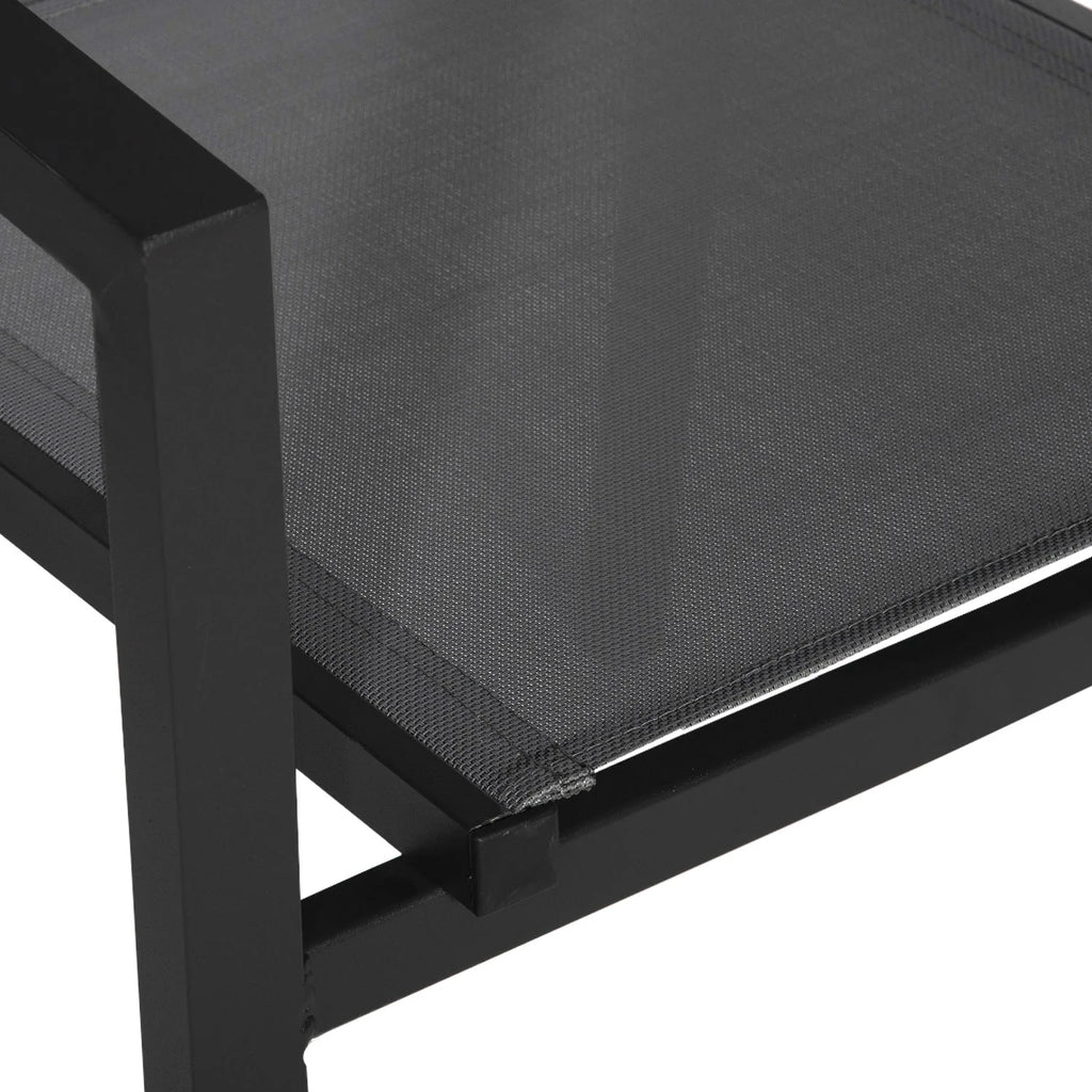 Lot de 8 chaises en aluminium anthracite - textilène gris -