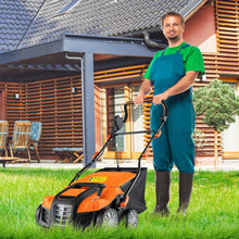 Load image into Gallery viewer, Scarificateur Électrique 2 en 1 de 15A avec Double Interrupteur de Sécurité Réglable Sac de Ramassage 55 L Scarificateur Orange/Vert -