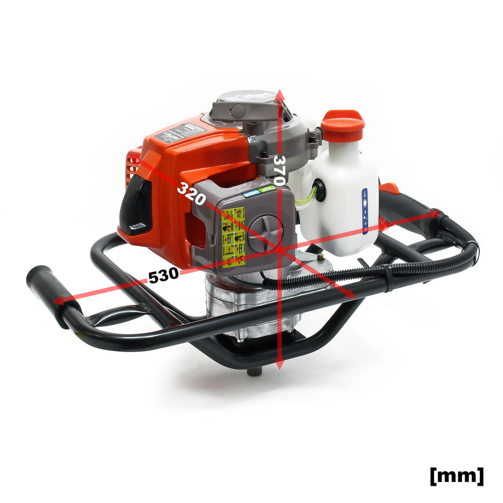 Tarière thermique en set 63,3 ccm 3 cv foret 100 mm 150 mm 200 mm perceuse sol 16_0001568 -