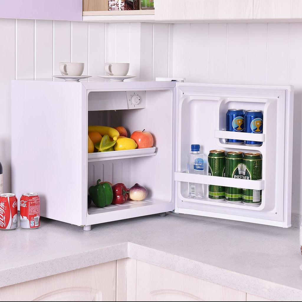 Mini Réfrigérateur 48L,2 niveaux et porte-bouteille,bac à légumes,Silencieux 230V,46 x 44 x 49 cm,Blanc -