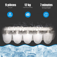 Load image into Gallery viewer, Machine à Glaçons 12KG/24H 2 Tailles de Glaçons 2,1L Réservoir 9pcs en 7 Minutes Pelle Panier Amovible Comptoir Maison Rouge -