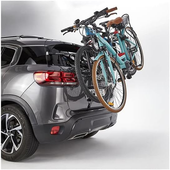 Porte Velo hayon 5 Sangles mottez Shiva 2 elec Acier 2 velos VAE/e Bike (40 kgs Max), Noir