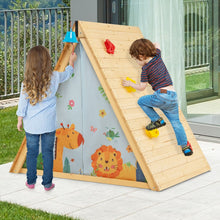 Load image into Gallery viewer, Maison de Jardin Enfants 2 en 1 avec Escalade Cloche Impermable Cabane en Bois de Sapin Exterieur et Intrieur 3-8 Ans -