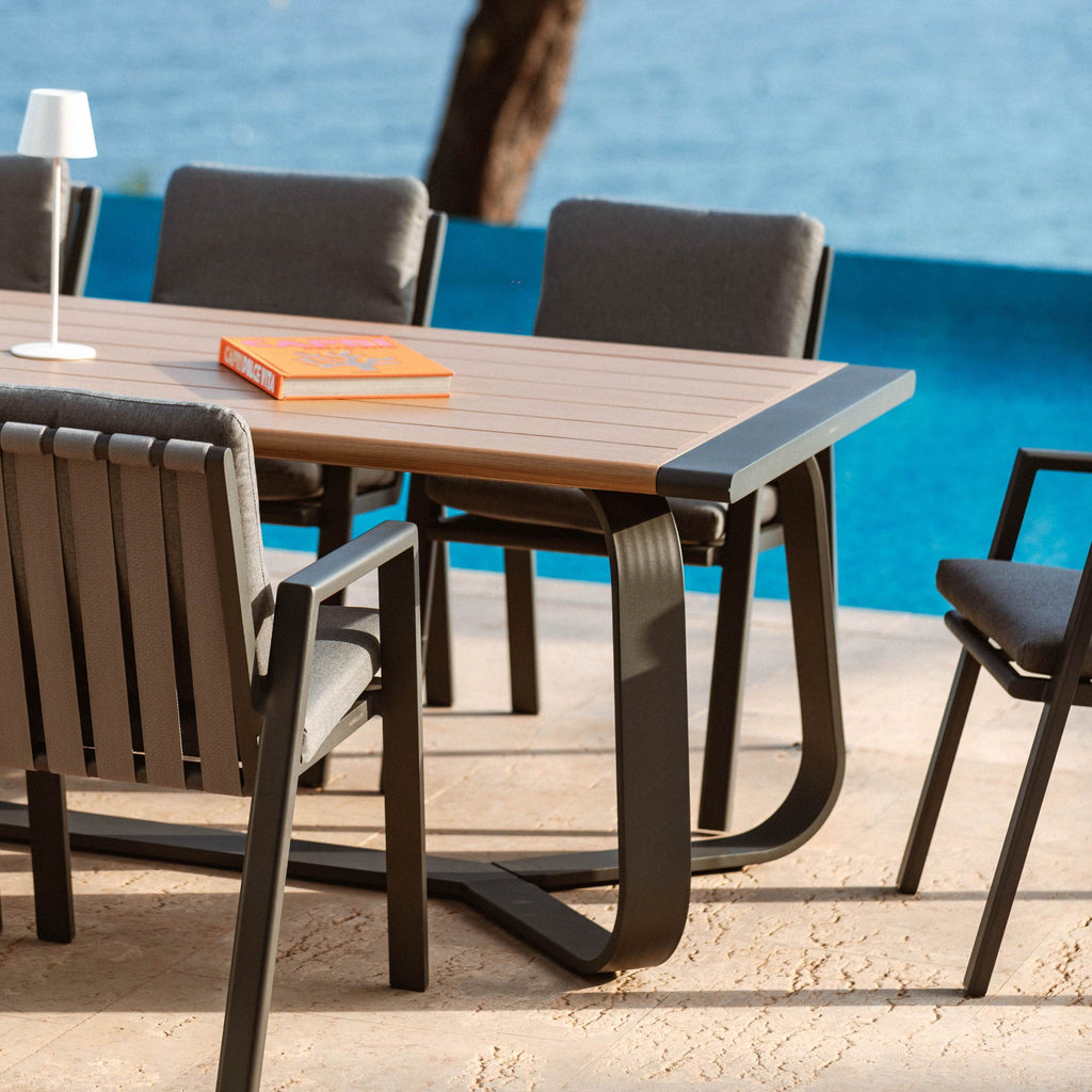 Table de jardin rectangulaire en aluminium 10 places (240 x 100 cm) Long Beach Gris anthracite - Action-sport36 -