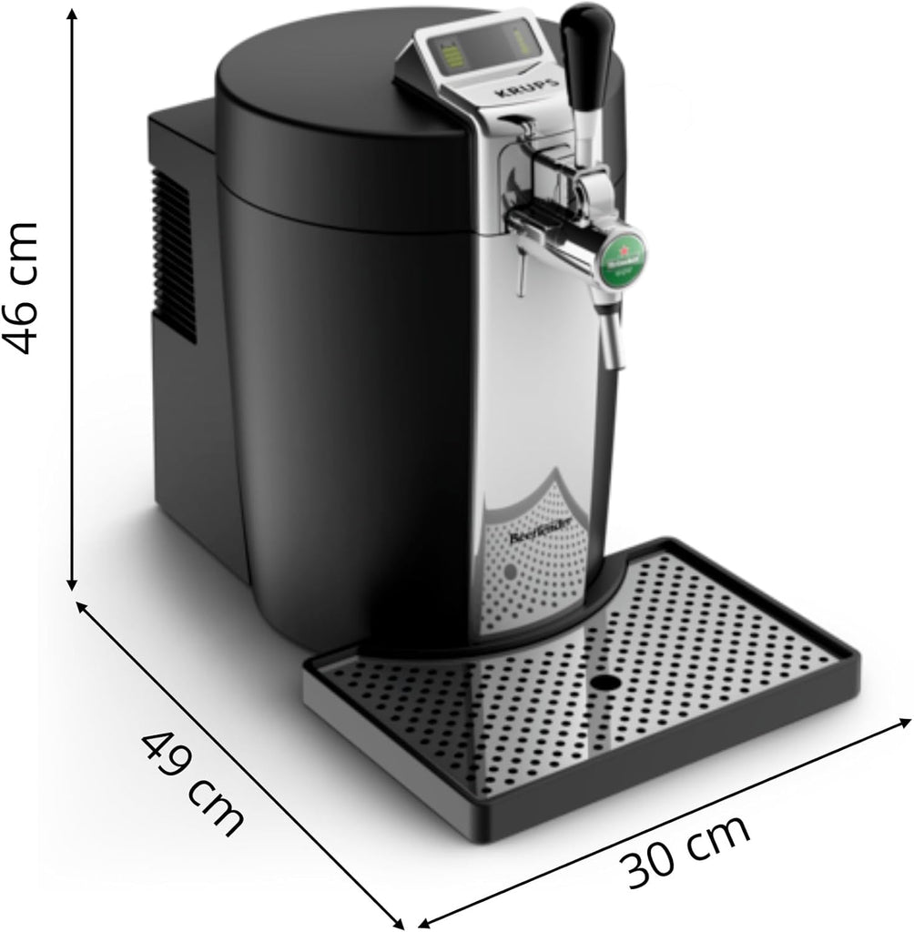 KRUPS BEERTENDER Machine à bière pression, Compatible avec les fûts de 5 L, Tireuse à bière, Pompe à bière, Indicateur température, Indicateur volume restant VB700800