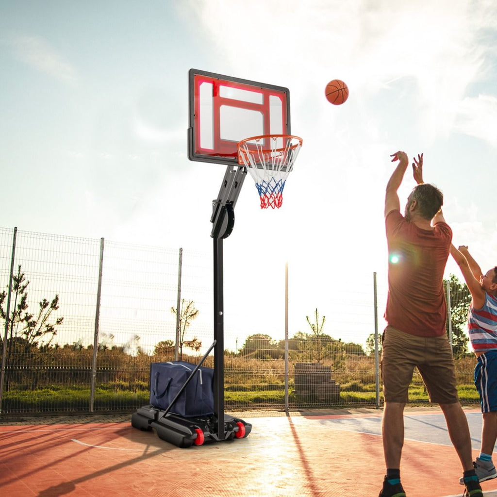 Panier de Basketball sur Pieds avec Hauteur Réglable 1,55-3,1m Support de Basketball avec Panneau Arrière en PE pour Enfants et Jaunes -