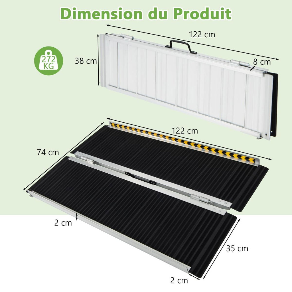 Rampe D檃ccs en Aluminium avec Plaque de Transition pour Maison 122L -