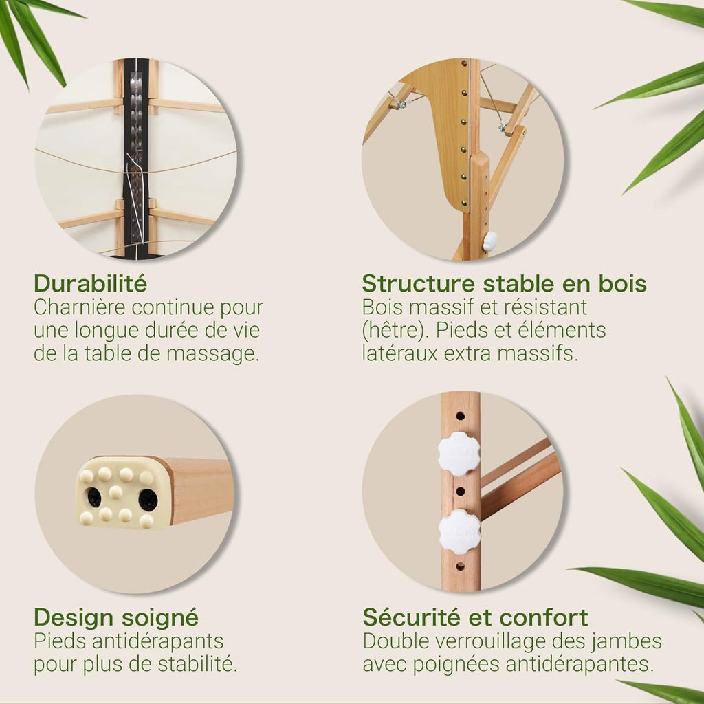 MASSUNDA All INKL Chaise de Massage Pliante et réglable en Hauteur – Table de Massage Mobile en Bois Massif avec Housse en éponge, accoudoirs et dossiers, appuie-tête Ergonomique (Noir)