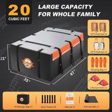 Load image into Gallery viewer, Sailnovo Coffre de Toit Souple de 0,6 m³ avec Tapis antidérapant + 6 Crochets de Porte, Sac de Toit imperméable en PVC pour Voiture avec/sans Porte-Bagages, Noir
