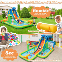 Load image into Gallery viewer, Toboggan Aquatique Gonflable Géant pour Enfants Piscine à Éclaboussures sures Mur D'escalade Canons à Eau Lancer D'anneaux Cerceau (sans Souffleur) Multicolore -