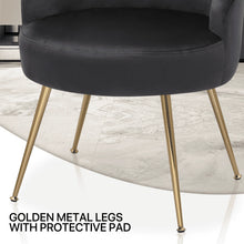 Load image into Gallery viewer, Monibloom Velvet Accent Chair, Modern Upholstered Single Sofa Side Chair, Comfy Barrel Club Living Room Armchair with Golden Metal Legs for Bedroom Reading Room Office, Black