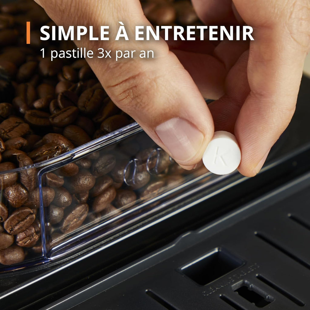 Machine à café grain,1,7 L,2 tasses en simultané,Nettoyage automatique,Buse vapeur pour Cappuccino,Cafetière espresso,Essential noire YY8125FD,Noir -