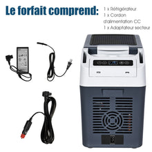 Load image into Gallery viewer, Réfrigérateur Congélateur de Voiture 12L Portable Compresseur -20°C à +10°C Ampoules LED 2 Porte-gobelets 23x53x36cm -