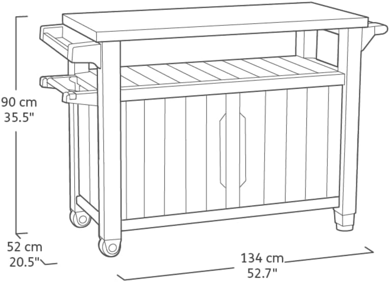Desserte barbecue gris UNITY XL - 207 litres - 134 x 51.7 x 89.6 cm