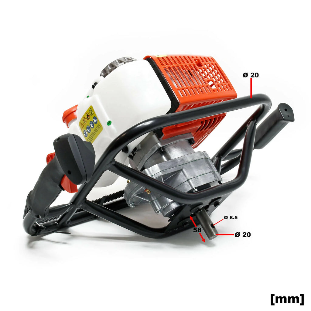Tarière thermique en set 63,3 ccm 3 cv foret 100 mm 150 mm 200 mm perceuse sol 16_0001568 -