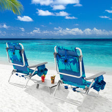 Load image into Gallery viewer, Lot de 2 Chaises de Camping Plage Pliante Table Enroulable en Aluminium Appui-tête Dossier Réglable à 5 Positions 6 Couleurs au Choix -