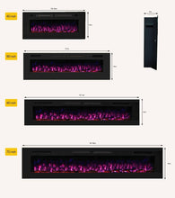 Load image into Gallery viewer, Mystflame Crystal 50 - Cheminée Électrique Murale avec Wi-FI, 127 cm, Ultra Fine 8 cm, 12 Couleurs de Flamme, Thermostat 750/1500W, Poêle Confortable, Écran Tactile et Minuterie