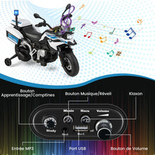 Load image into Gallery viewer, Moto Électrique 12V/7AH pour Enfants 6km/h Modèle Policier avec Klaxon Musique Sirène Phares pour 3-8 Ans -