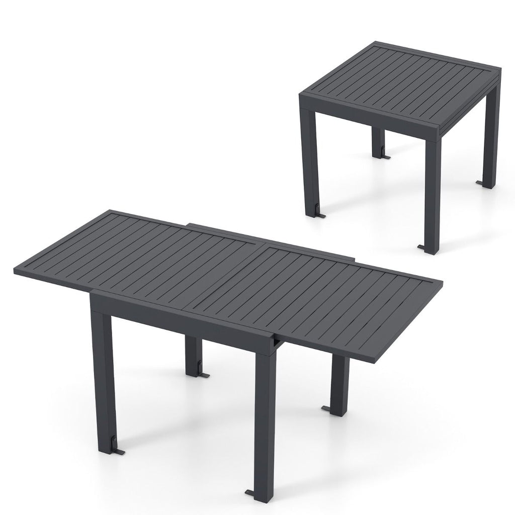 Table de Jardin Extensible en Aluminium Ajustable de 80 à 160 CM Table à Manger Extérieure Plateau à Lattes pour 4-6 Personnes Gris Foncé -
