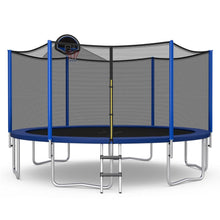 Load image into Gallery viewer, Trampoline d'Extrieur 脴366 cm Trampoline avec Panier de Basket Filet de Protection Trampoline pour Enfants et Adultes -