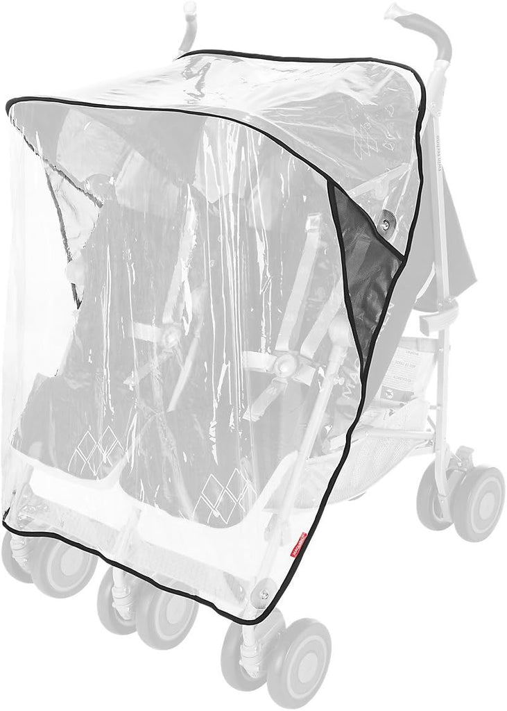 Poussette double Maclaren Twin Triumph (6 mois,jusqu'à 15 kg,un enfant par siège),légère et compacte,capote extensible UPF 50+ avec habillage pluie - Noir/Anthracite