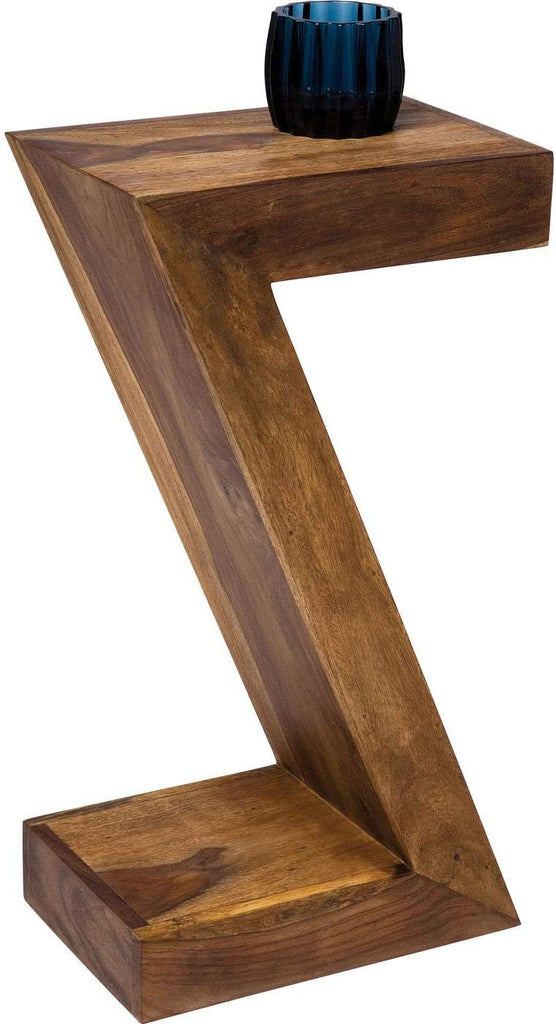Kare Design Table d'Appoint Z Authentico, Marron, Bois Massif, Table de Salon, Meuble, Deco Intérieur, Décoration Chambre, Salon, Maison, 55x30x20 cm (H/L/P)