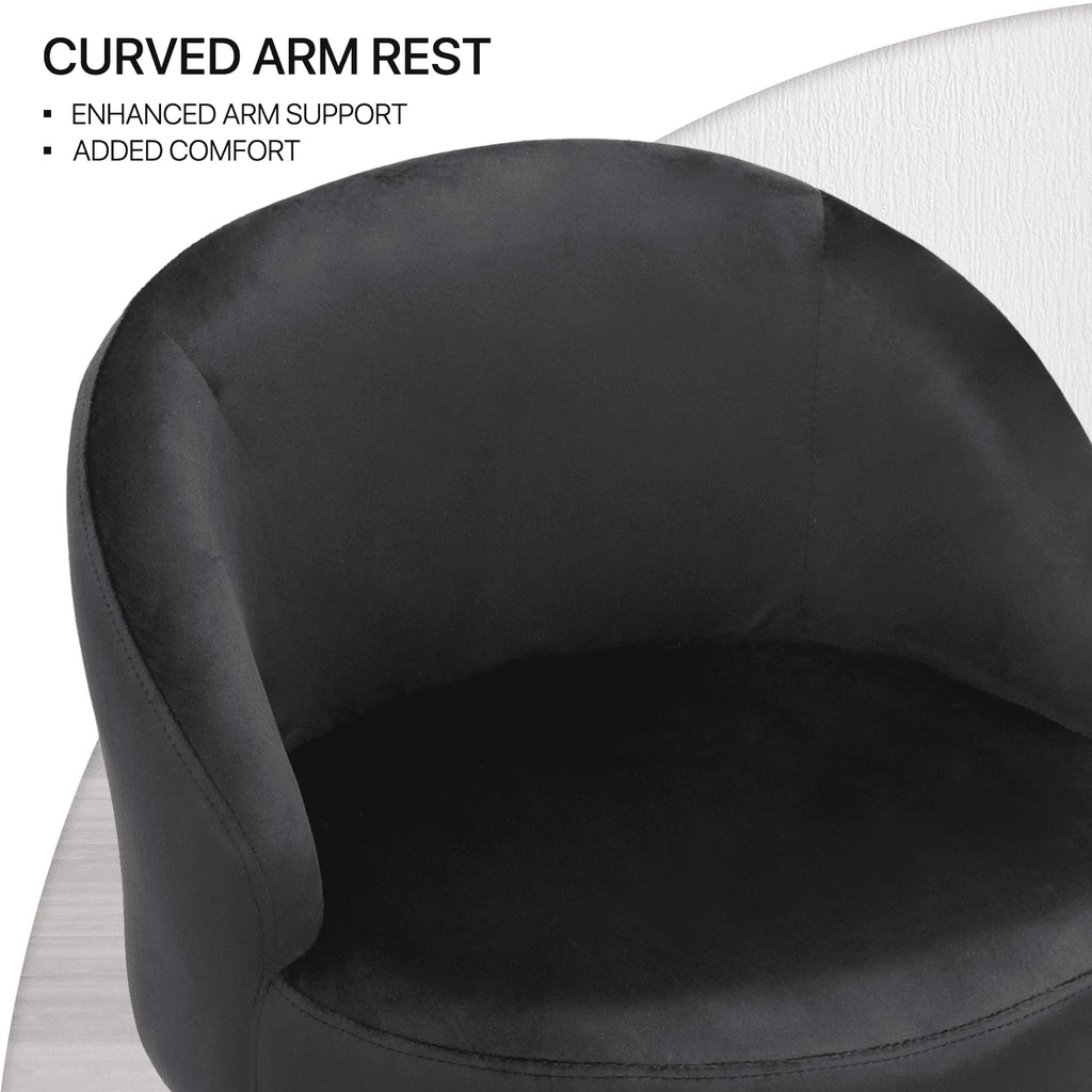 Monibloom Velvet Accent Chair, Modern Upholstered Single Sofa Side Chair, Comfy Barrel Club Living Room Armchair with Golden Metal Legs for Bedroom Reading Room Office, Black