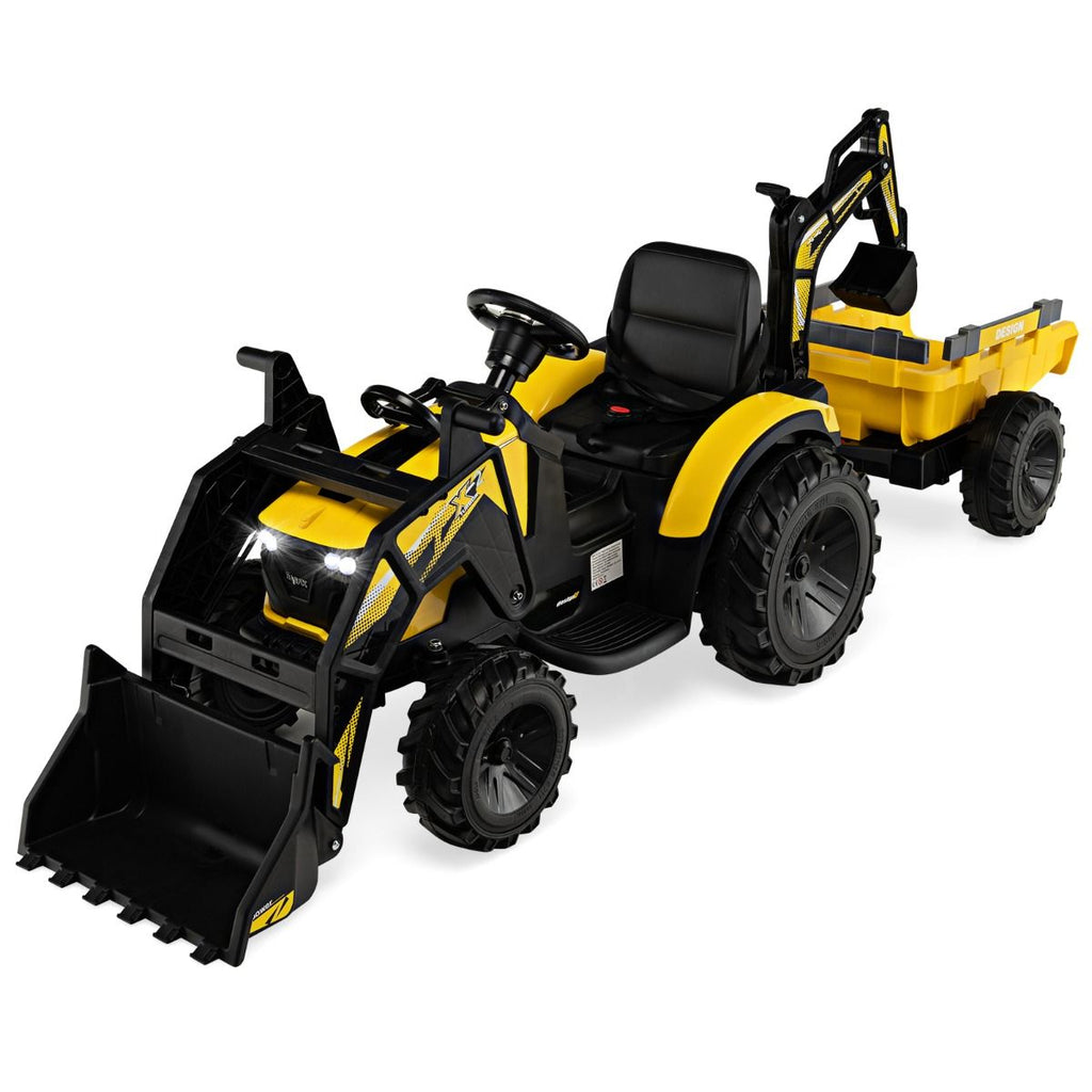 Tracteur Electrique 12 V pour Enfants 3-5 km/h Tlcommande MP3 USB Vert/Jaune -