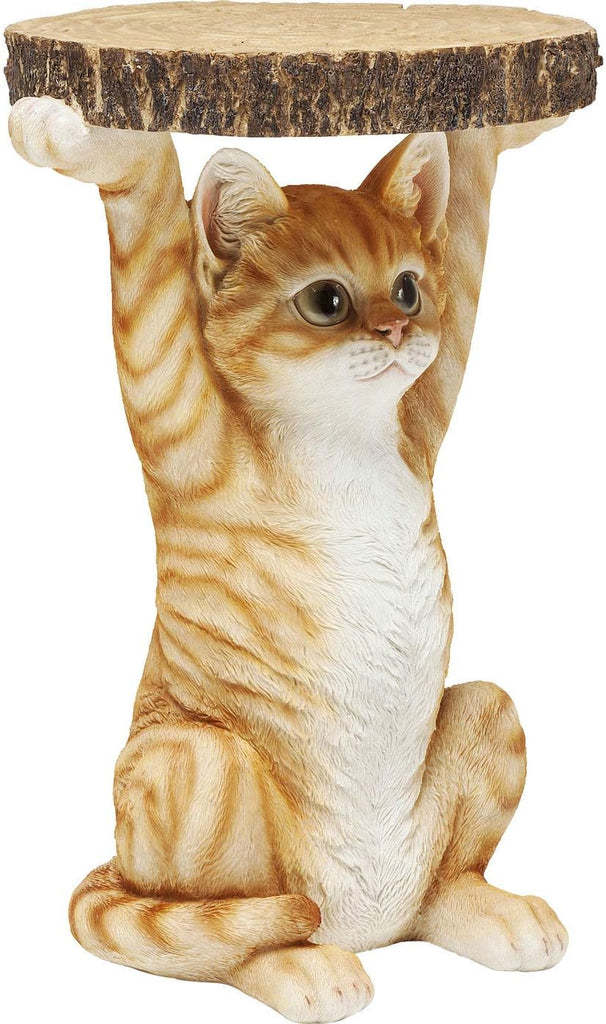 Kare Design Table d'Appoint Animal Ms. Cat, Chat, Marron/Orange, Rond, Diamètre 33 cm, Table de Salon, Meuble, Cadeau, Deco Intérieur, Décoration Chambre, Maison