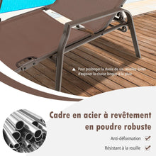 Load image into Gallery viewer, Lot de 2 Chaises longues avec Dossier Rglable Tissu Respirant Structure Robuste en Acier Charge Max 150KG -