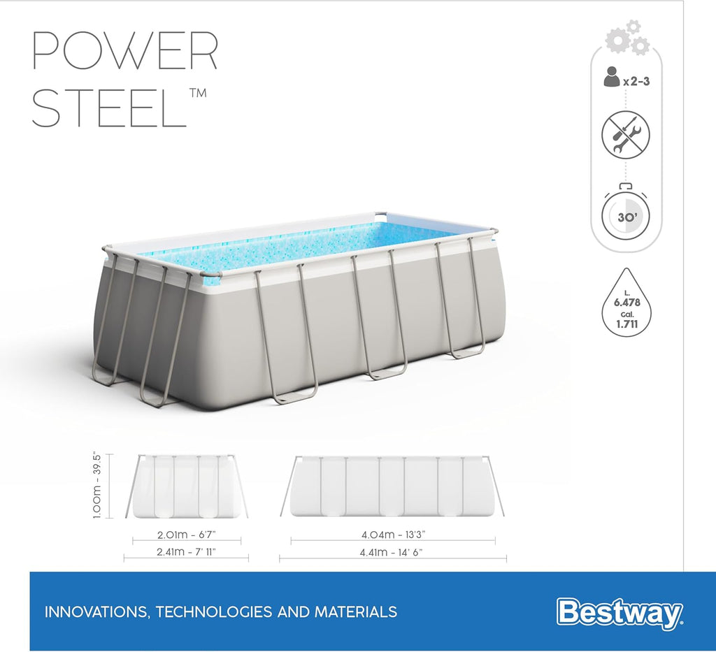 Piscine Hors Sol 404 x 201 x 100 cm Rectangulaire Power Steel鈩Piscine Tubulaire