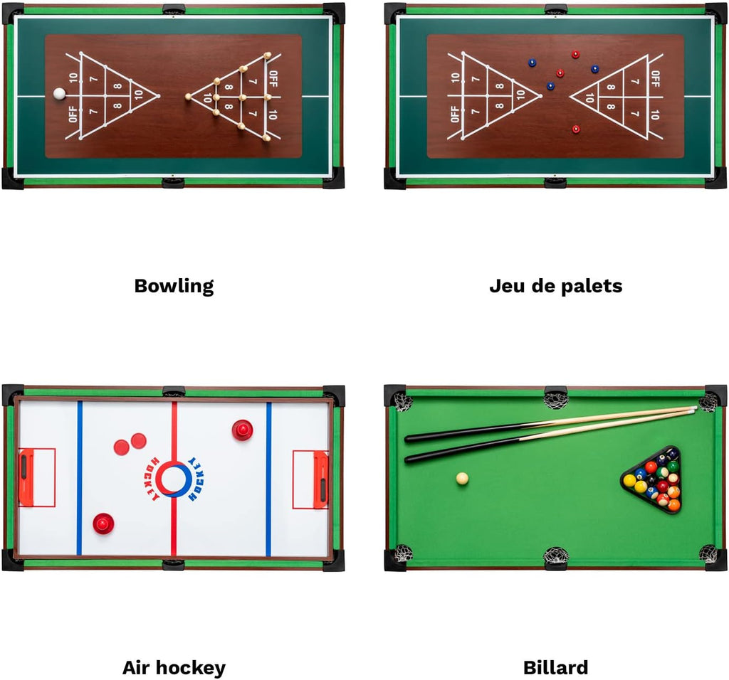 shelfmade Table de Jeux Multifonction, Baby Foot Enfant, Mini Baby Foot Bois, Billard Convertible, Mini Table de Ping Pong - Table multijeux Adulte - 10 Jeux en 1